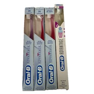 Lot 4 Vintage Oral-B Advantage 35 Soft Straight Toothbrush USA 1993 1996 New